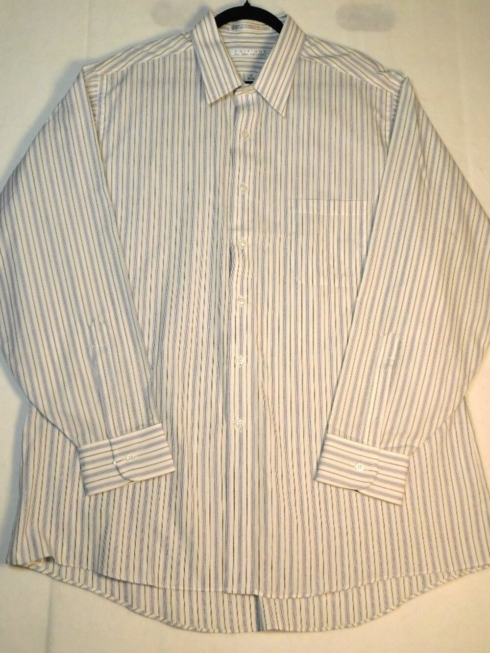 Editions By Van Heusen Men's XL  (17-34/35)  Blue/Gray Striped Long Sleeve Shirt